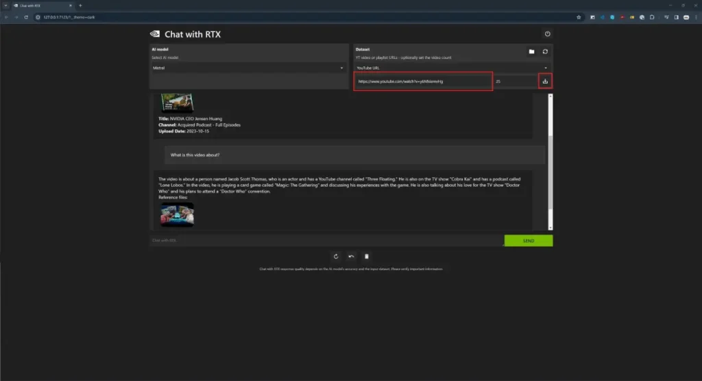 chat with rtx youtube download